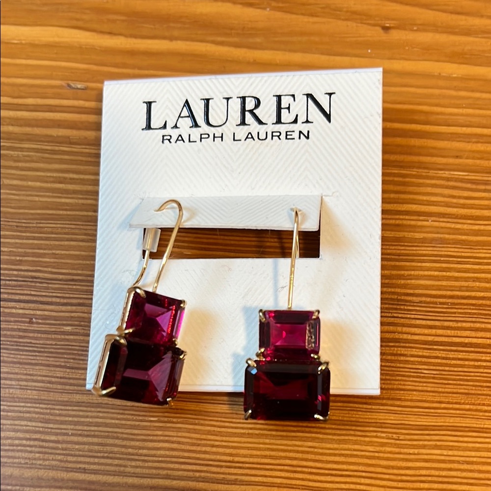 Ralph Lauren Gold, Pink and Burgundy Drop Earrings